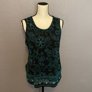 Croft and Barrow tank top black and green